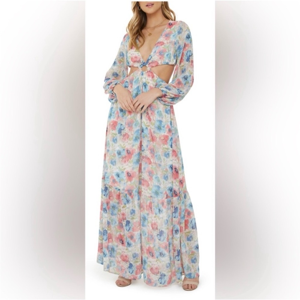 Vici Floral Maxi Dress with cut out detail - Extra Large